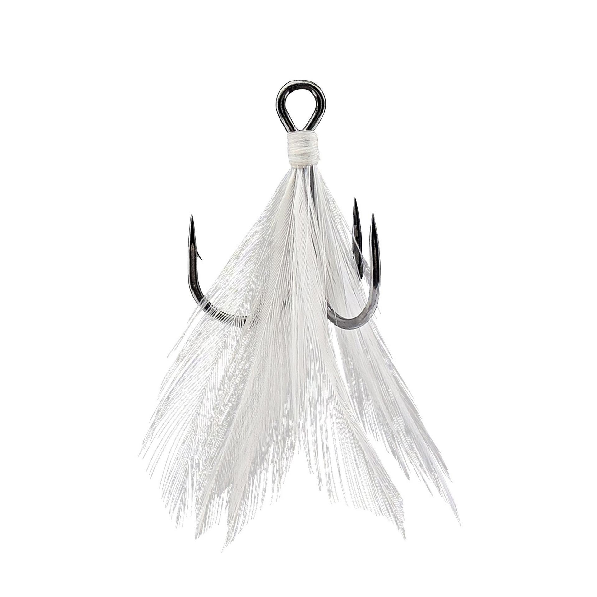 feather hook fishing Feathered Treble Hooks White