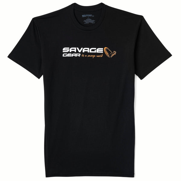 Savage Gear Logo Tee, Black, Size M, Adult Unisex, Size: Medium